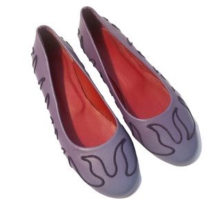 New Artemis Handmade Lavender Leather Embroidered Flats 37